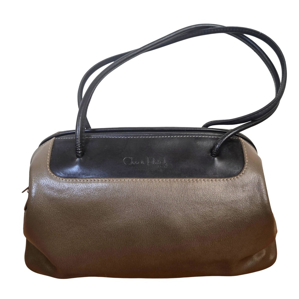 Cleo & Patek Paris Leather Satchel Handbag Tote‎ Two-Tone Black Y2K Top Handle